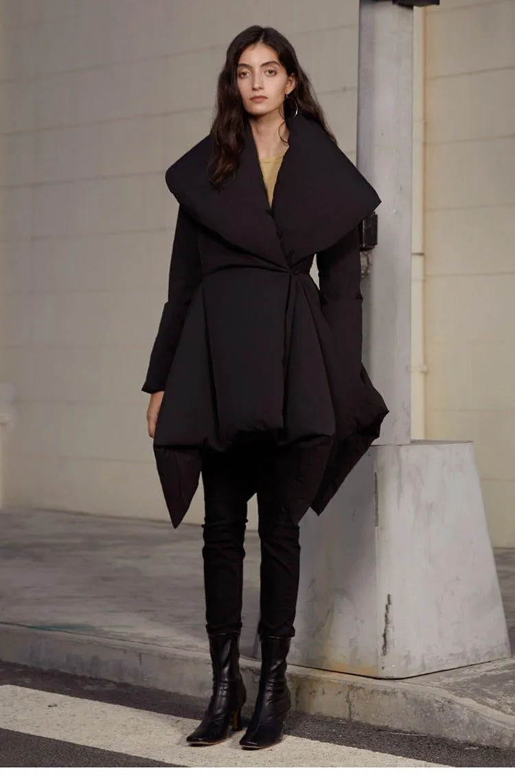 Retro vintage inspired high quality parka high low Winter Down Jacket Big Collar Coat - Lewis