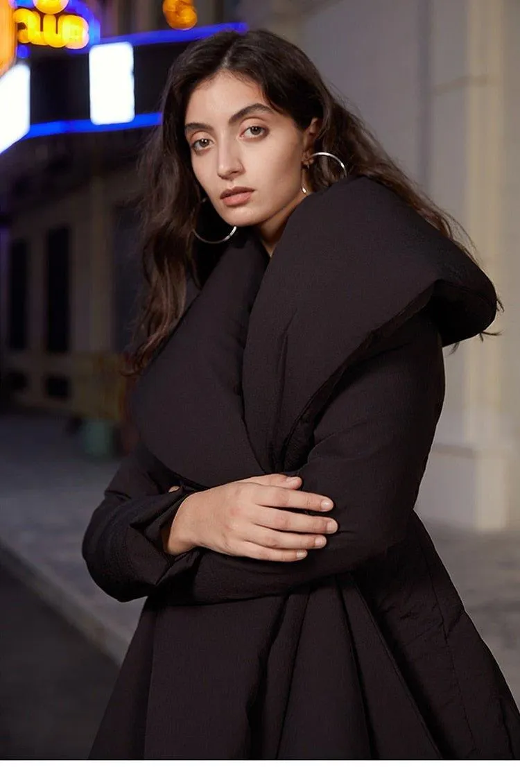 Retro vintage inspired high quality parka high low Winter Down Jacket Big Collar Coat - Lewis