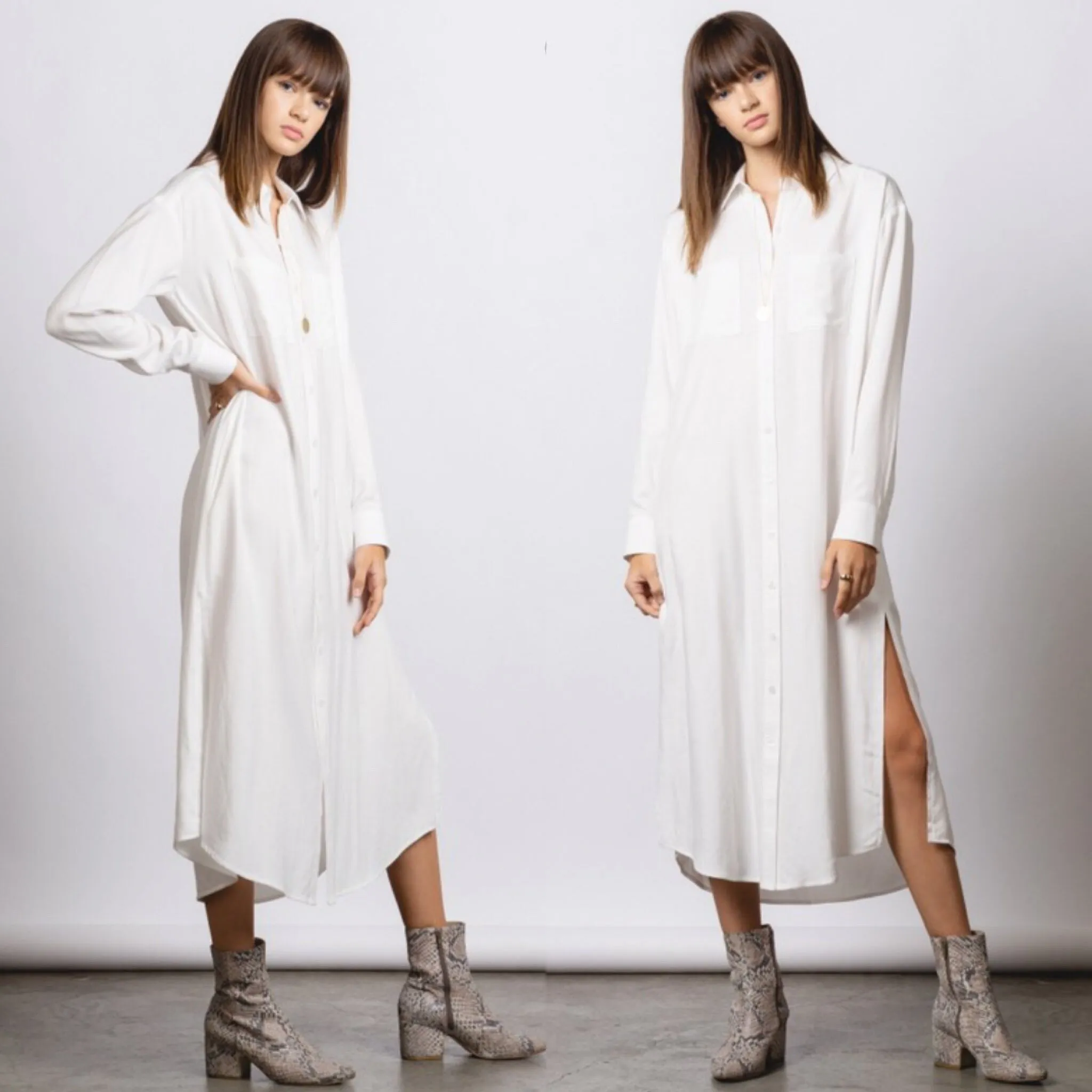 RYAN Pocketed Long Dress Shirt in IVORY
