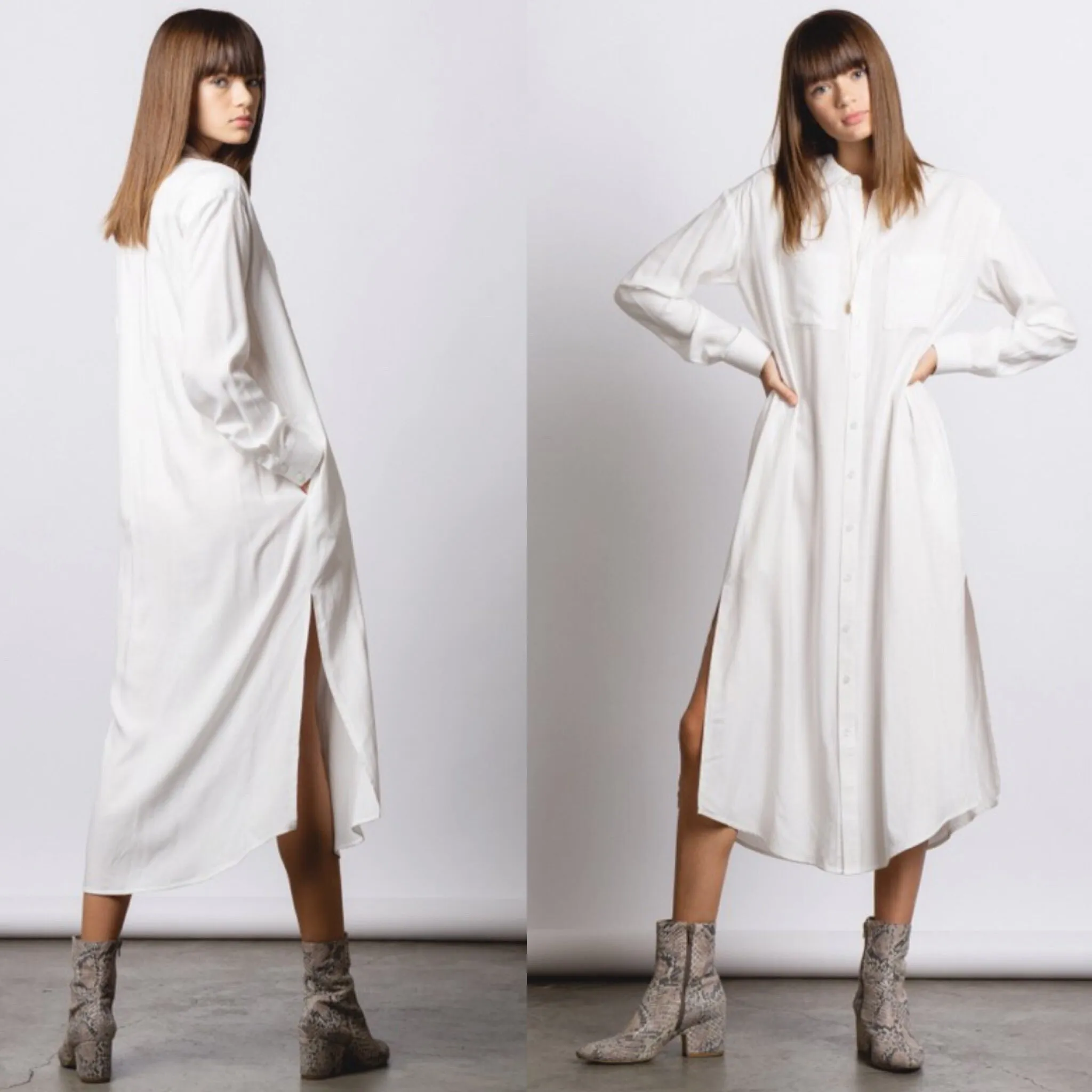 RYAN Pocketed Long Dress Shirt in IVORY