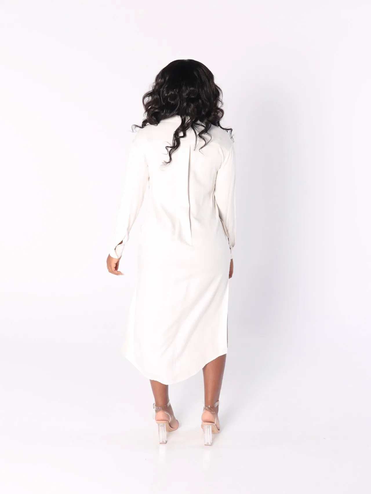 RYAN Pocketed Long Dress Shirt in IVORY