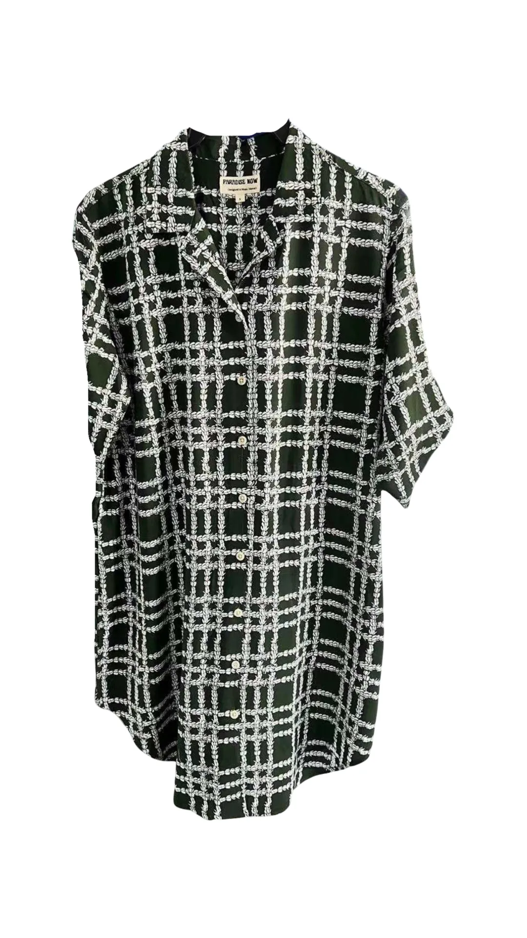 S: Women’s Shirt Dress Pikake Palaka Olive