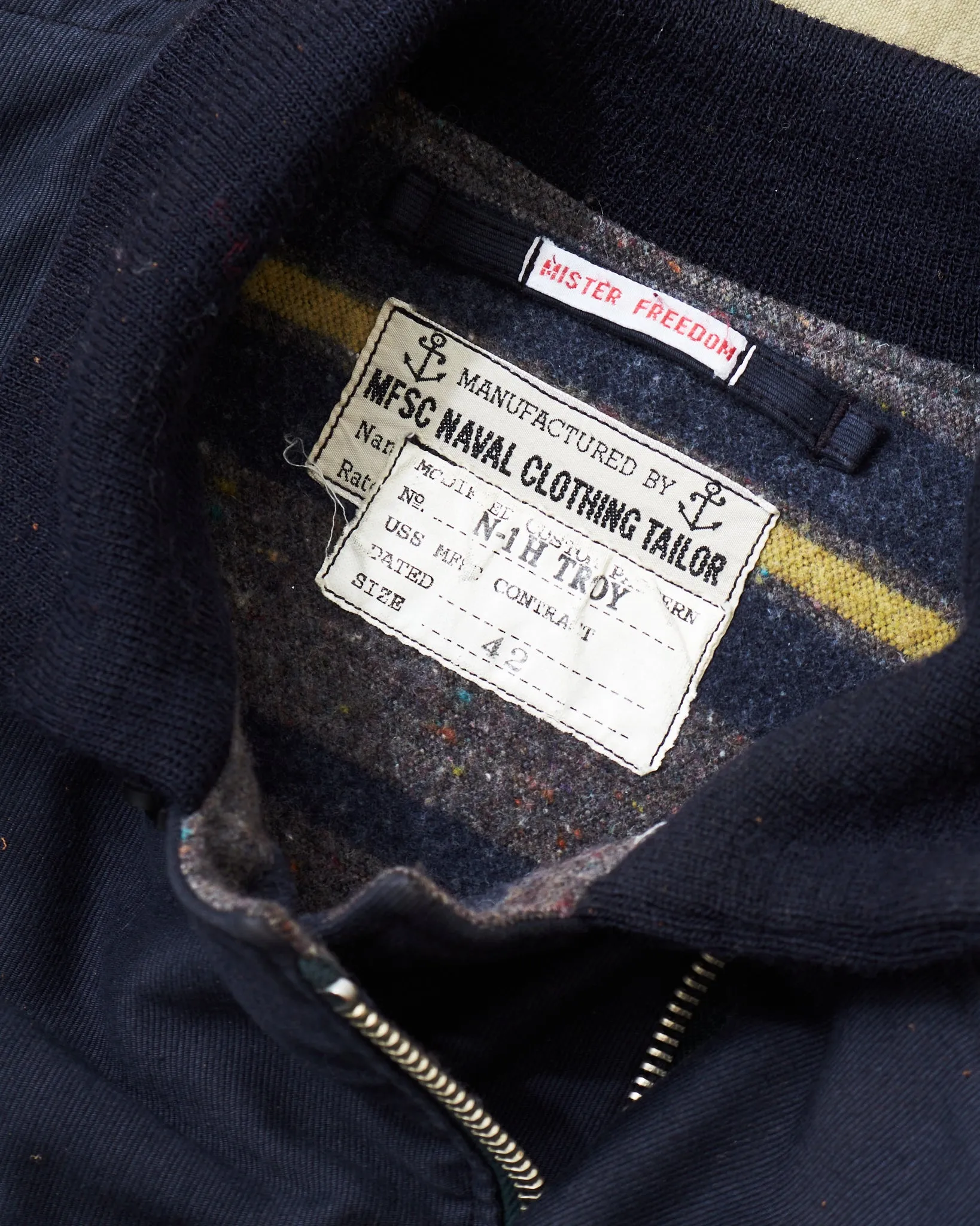 Second Hand Mister Freedom N-1H Navy Jungle Cloth Blanket Lined Jacket Size 42