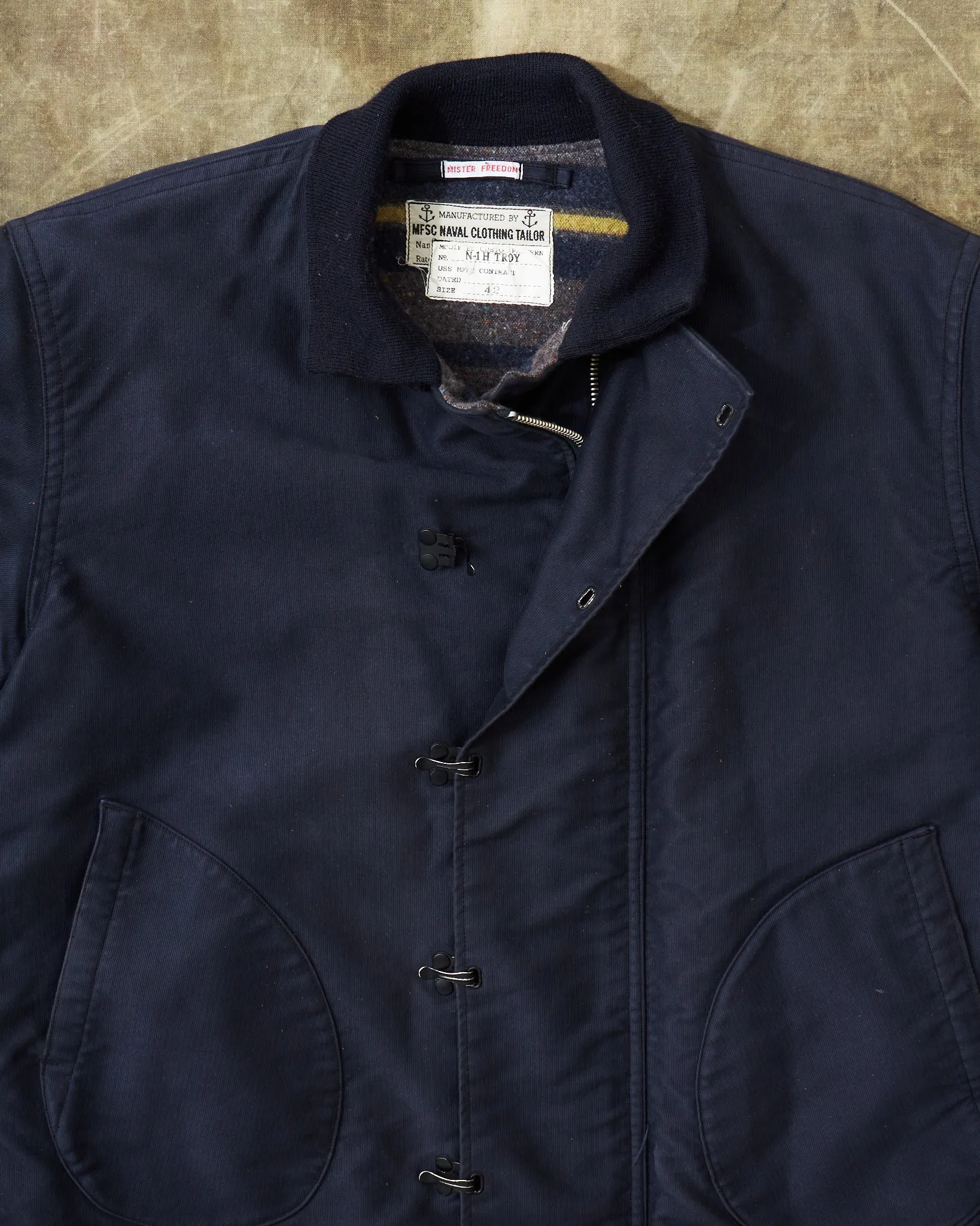 Second Hand Mister Freedom N-1H Navy Jungle Cloth Blanket Lined Jacket Size 42
