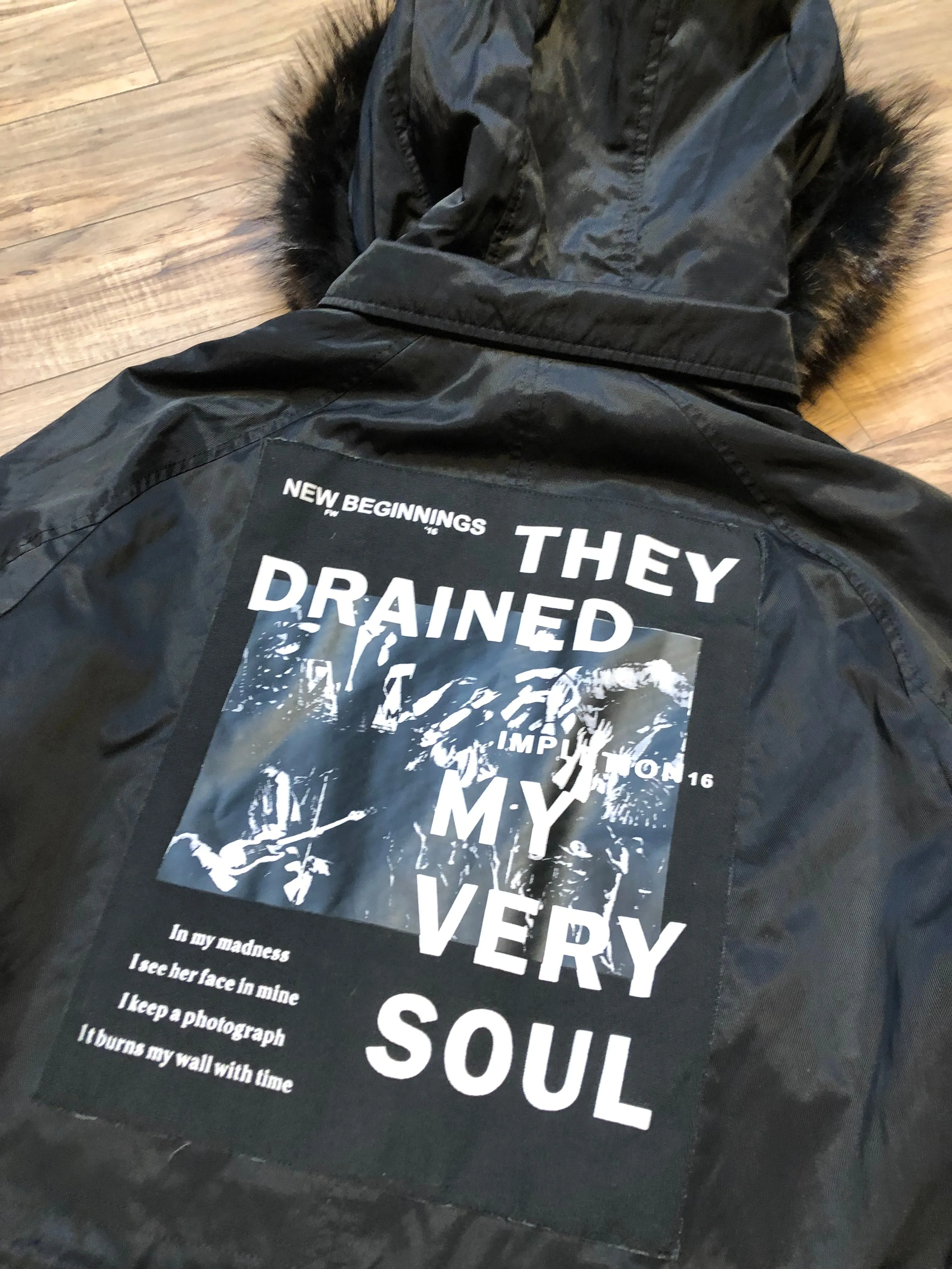 Shengleidun Black Fur Lined Fishtail Parka, Size 50