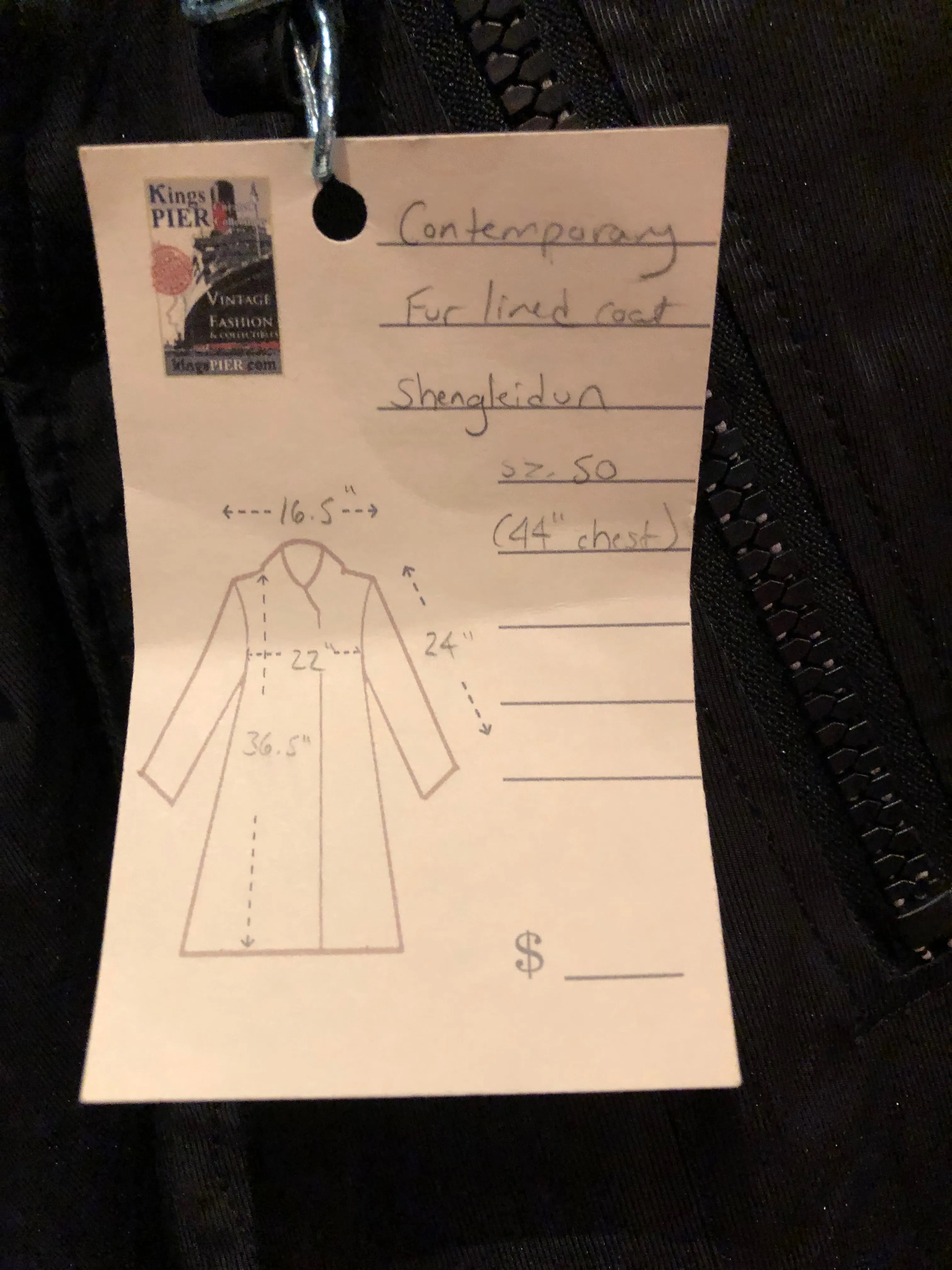 Shengleidun Black Fur Lined Fishtail Parka, Size 50