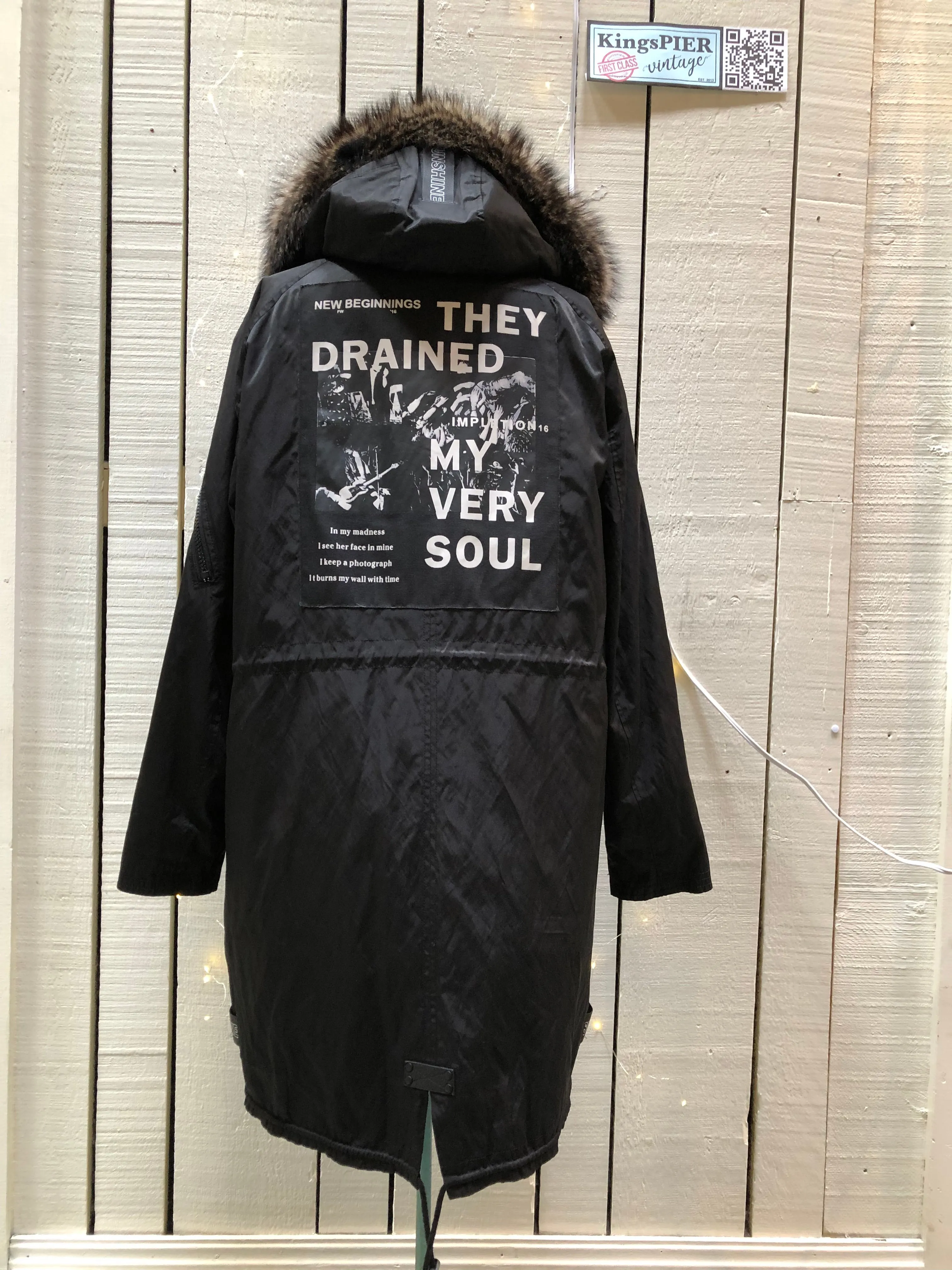 Shengleidun Black Fur Lined Fishtail Parka, Size 50