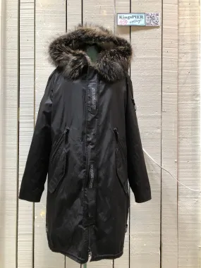 Shengleidun Black Fur Lined Fishtail Parka, Size 50