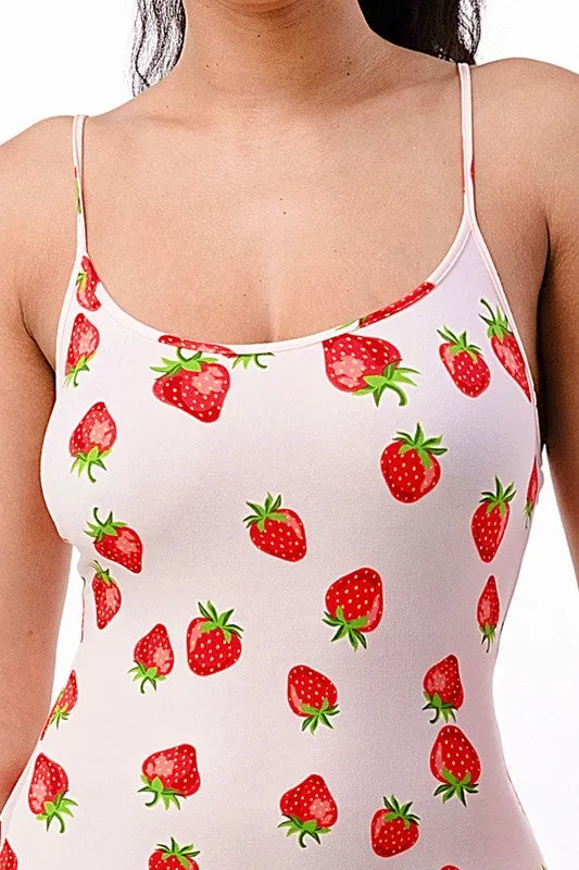 Strawberry Print Tank Bodycon Dress