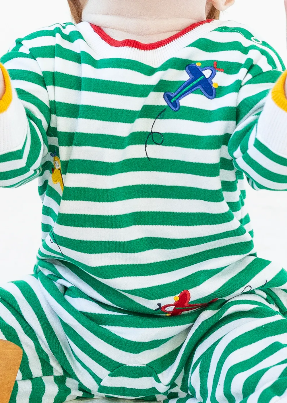Stripe Knit Longall With Airplanes