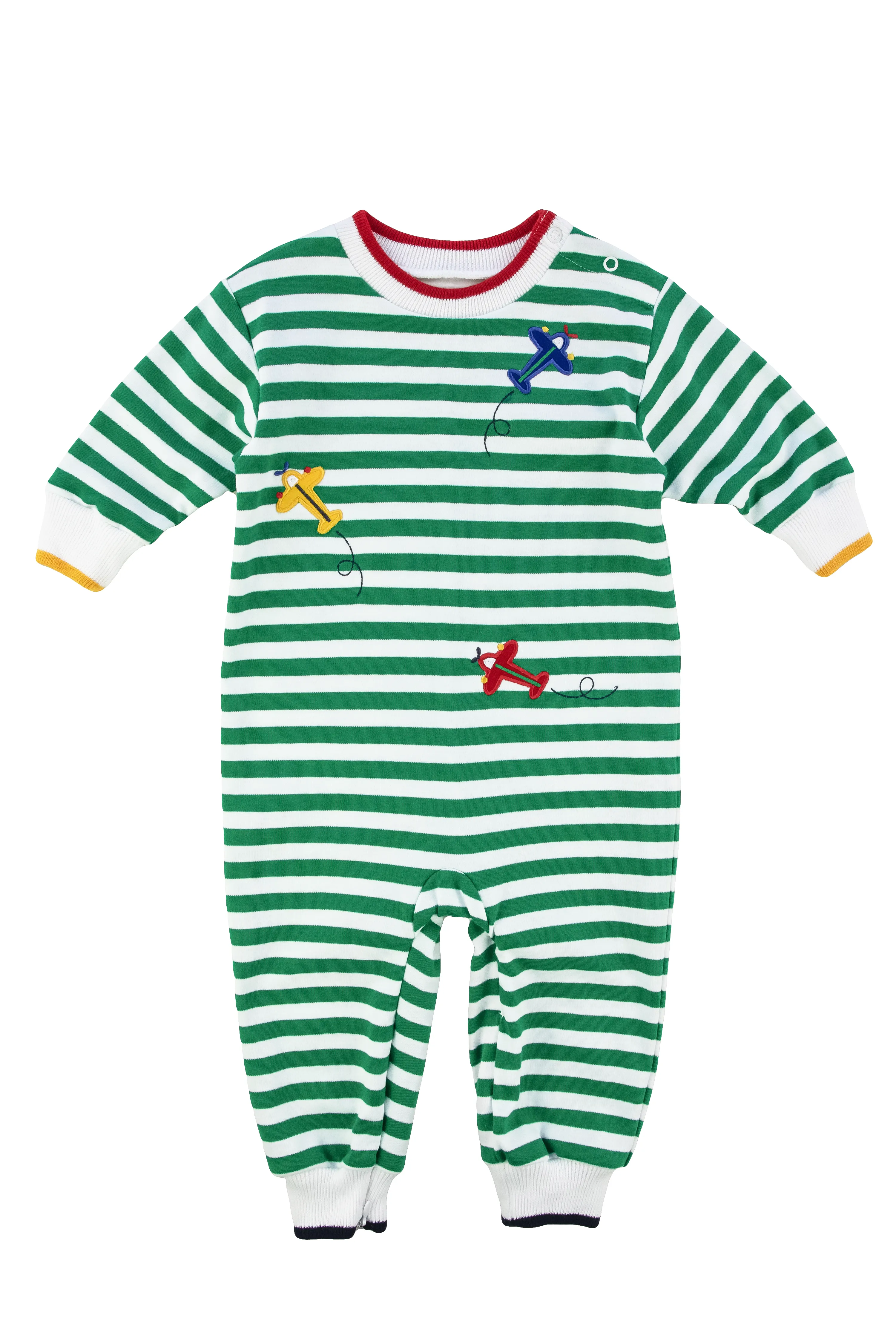 Stripe Knit Longall With Airplanes
