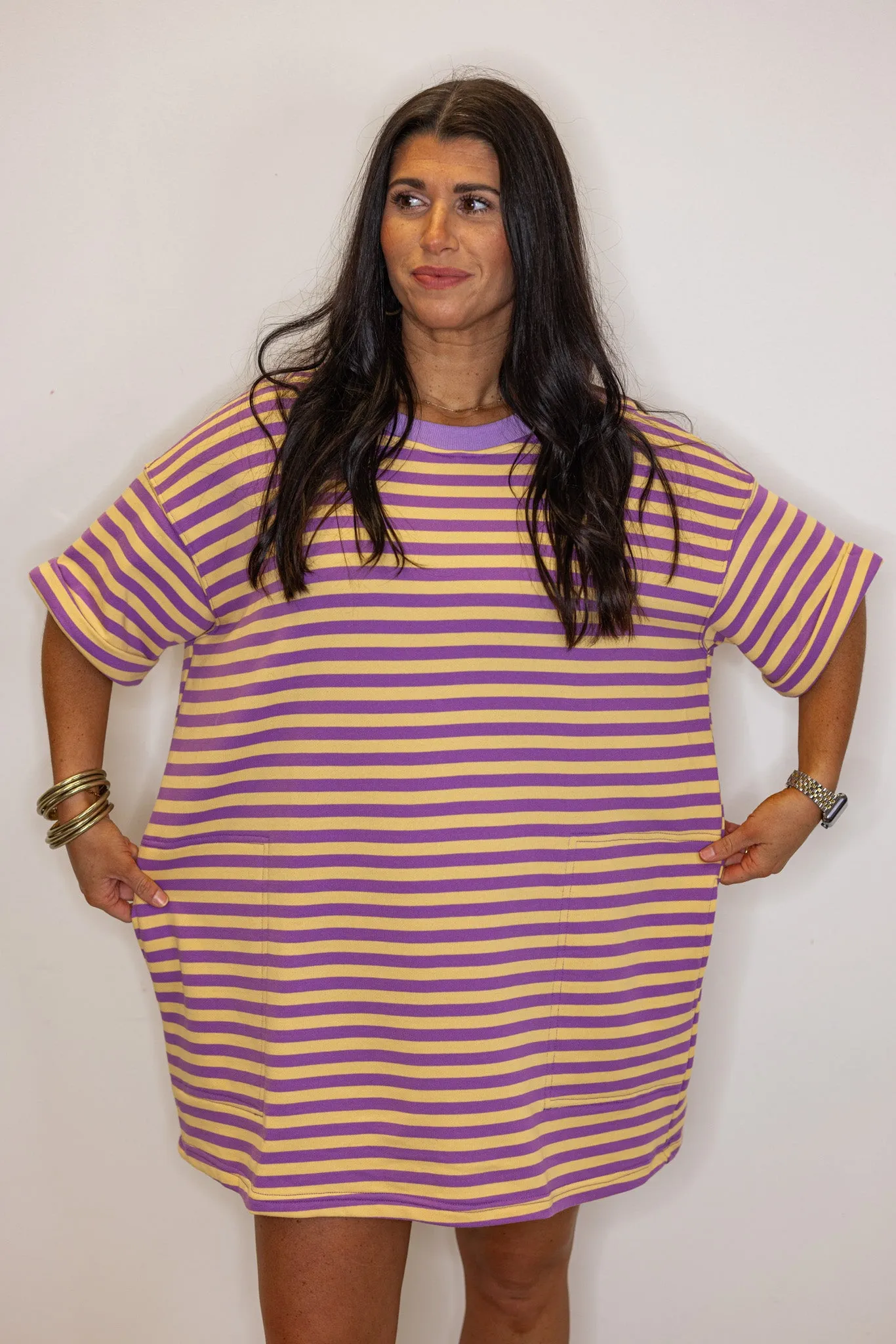 Striped Delight Purple Knit Dress