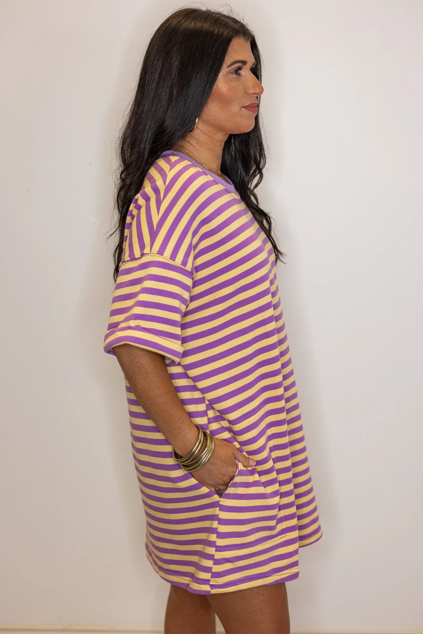 Striped Delight Purple Knit Dress