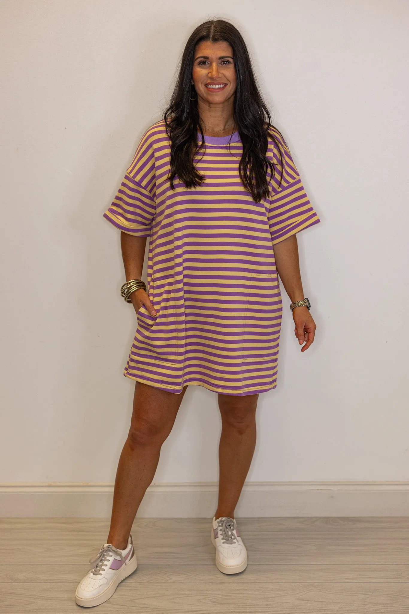 Striped Delight Purple Knit Dress