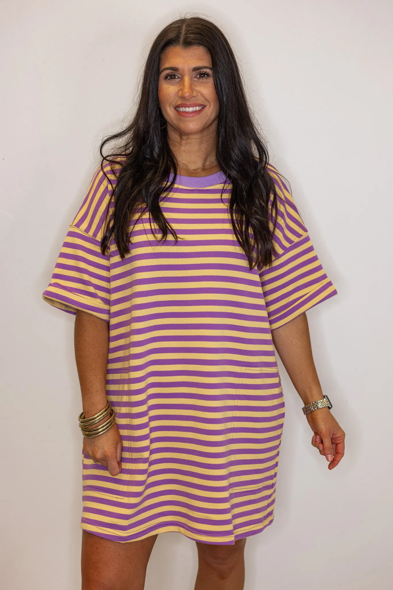 Striped Delight Purple Knit Dress