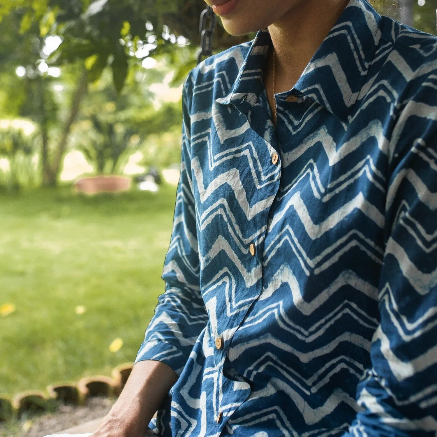 Sukoon Indigo Chevron Shirt