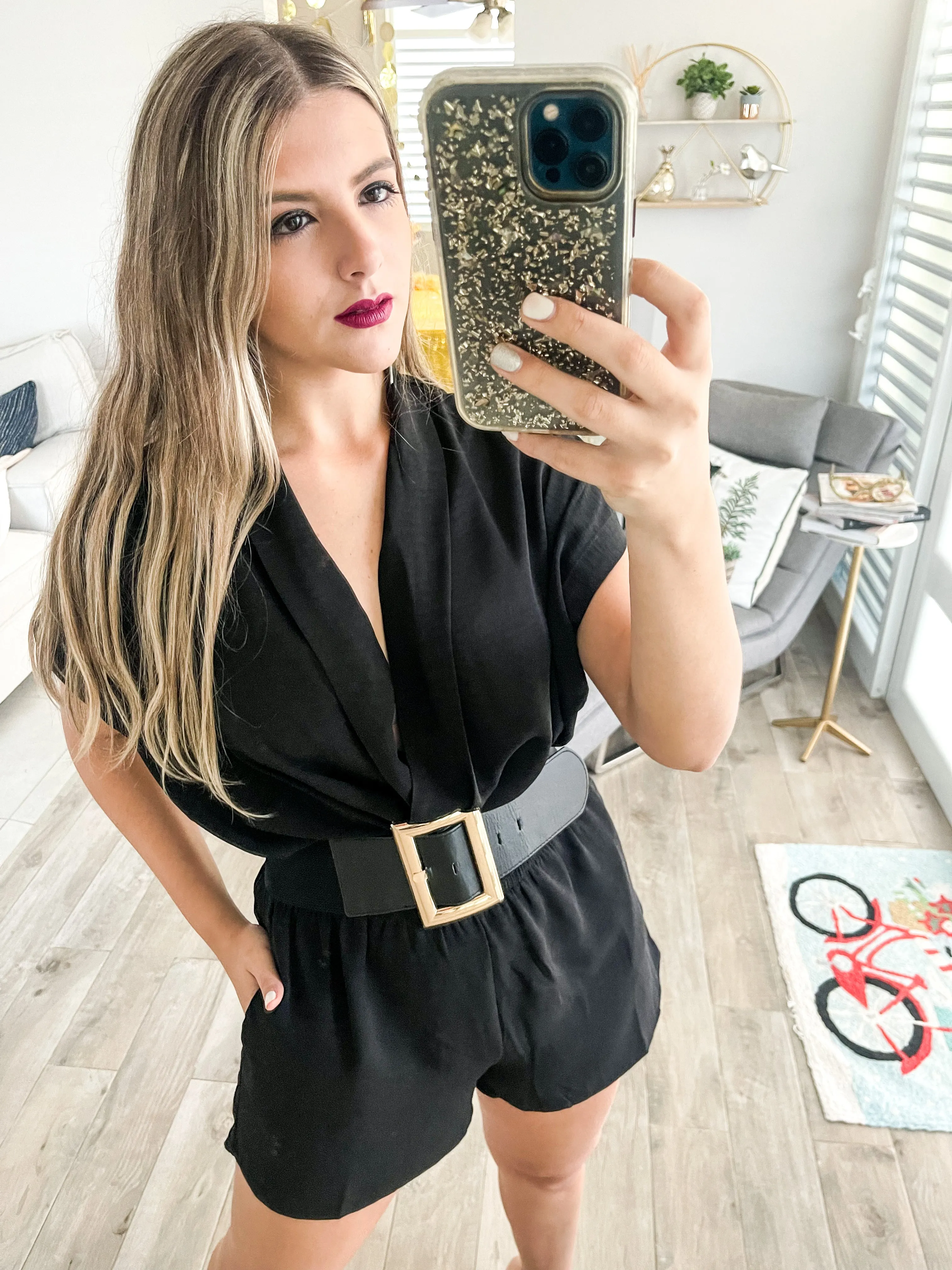 SURPLICE NECKLINE ROMPER
