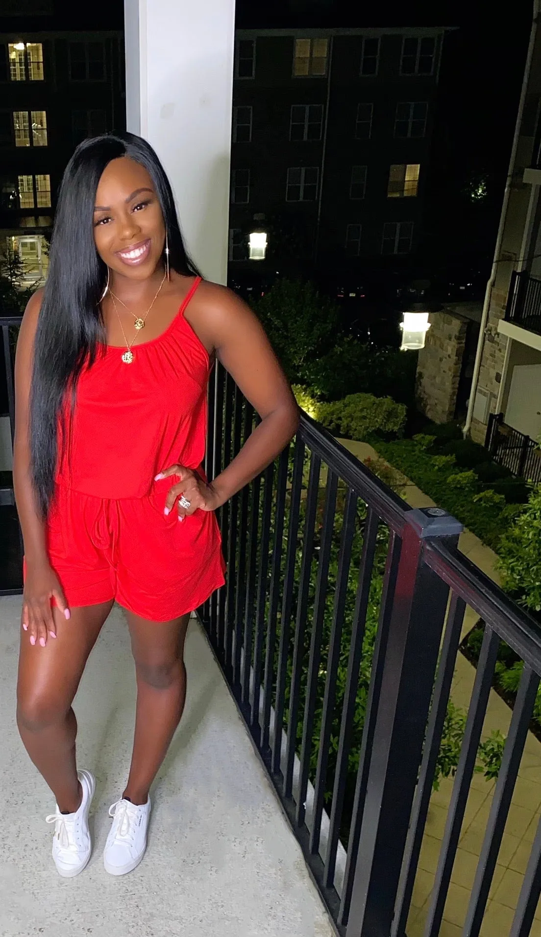 Uptown Girl Romper (Red)