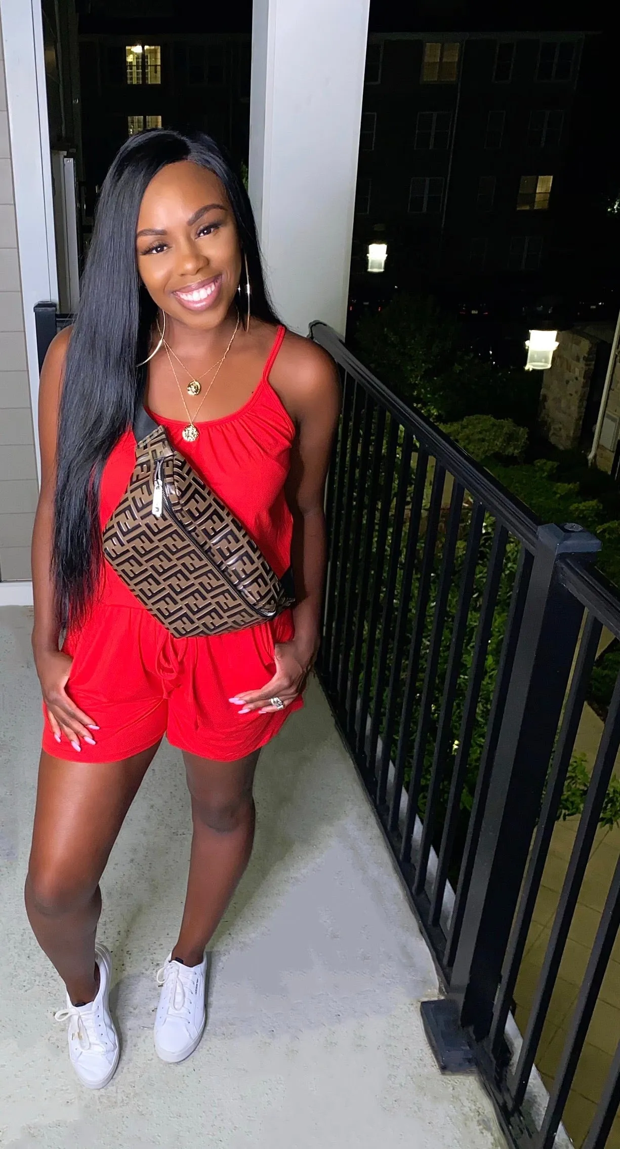 Uptown Girl Romper (Red)
