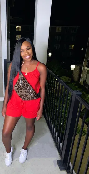 Uptown Girl Romper (Red)
