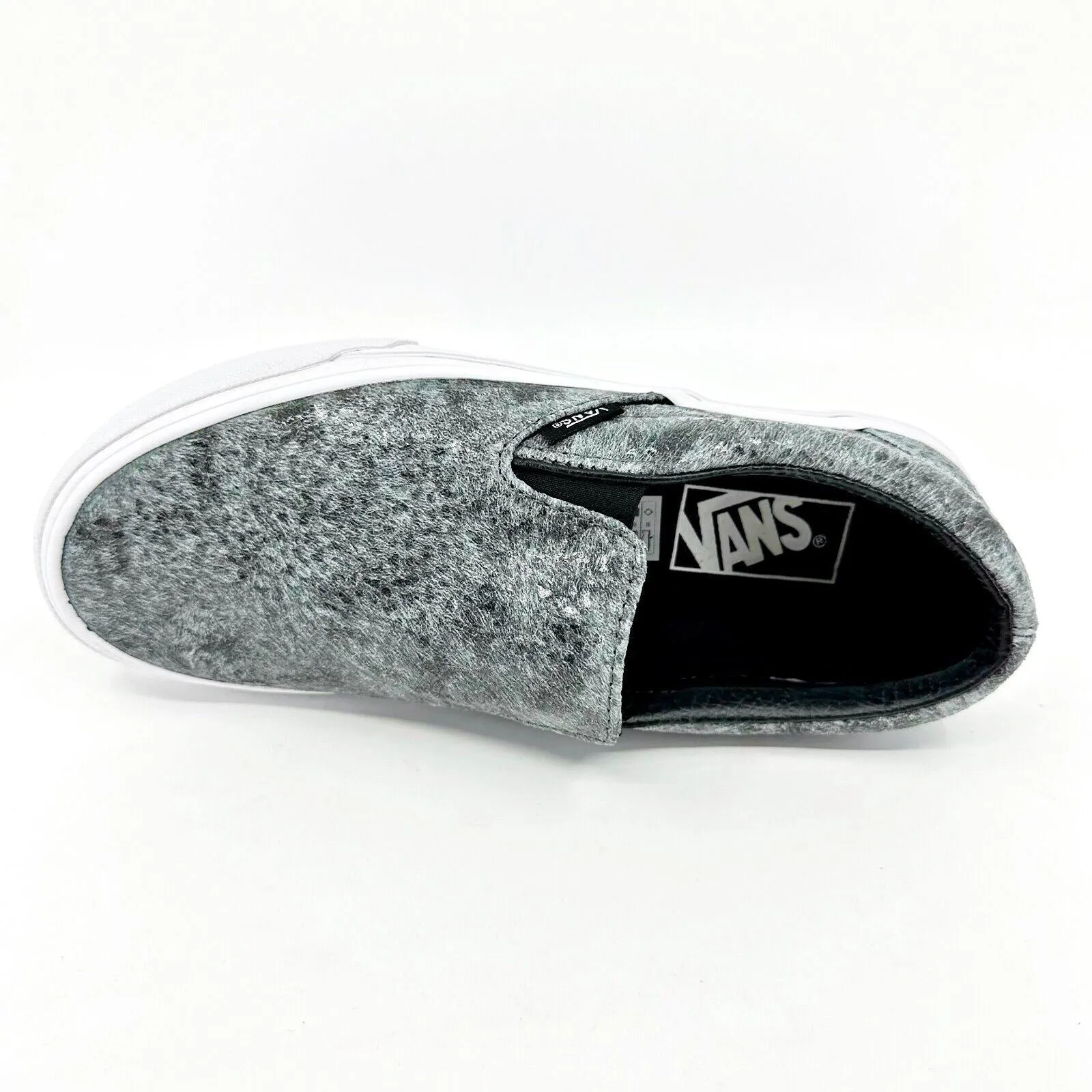 Vans Classic Slip On (Pebble Snake) Gray Black White Womens Casual Shoes