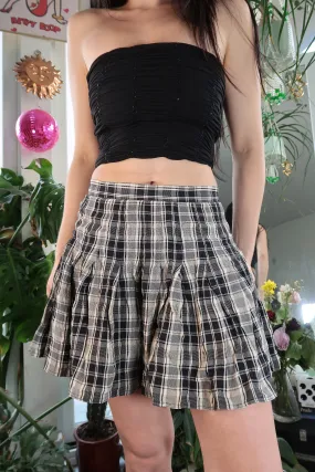 Vintage Grey Plaid Y2k Skater Skirt