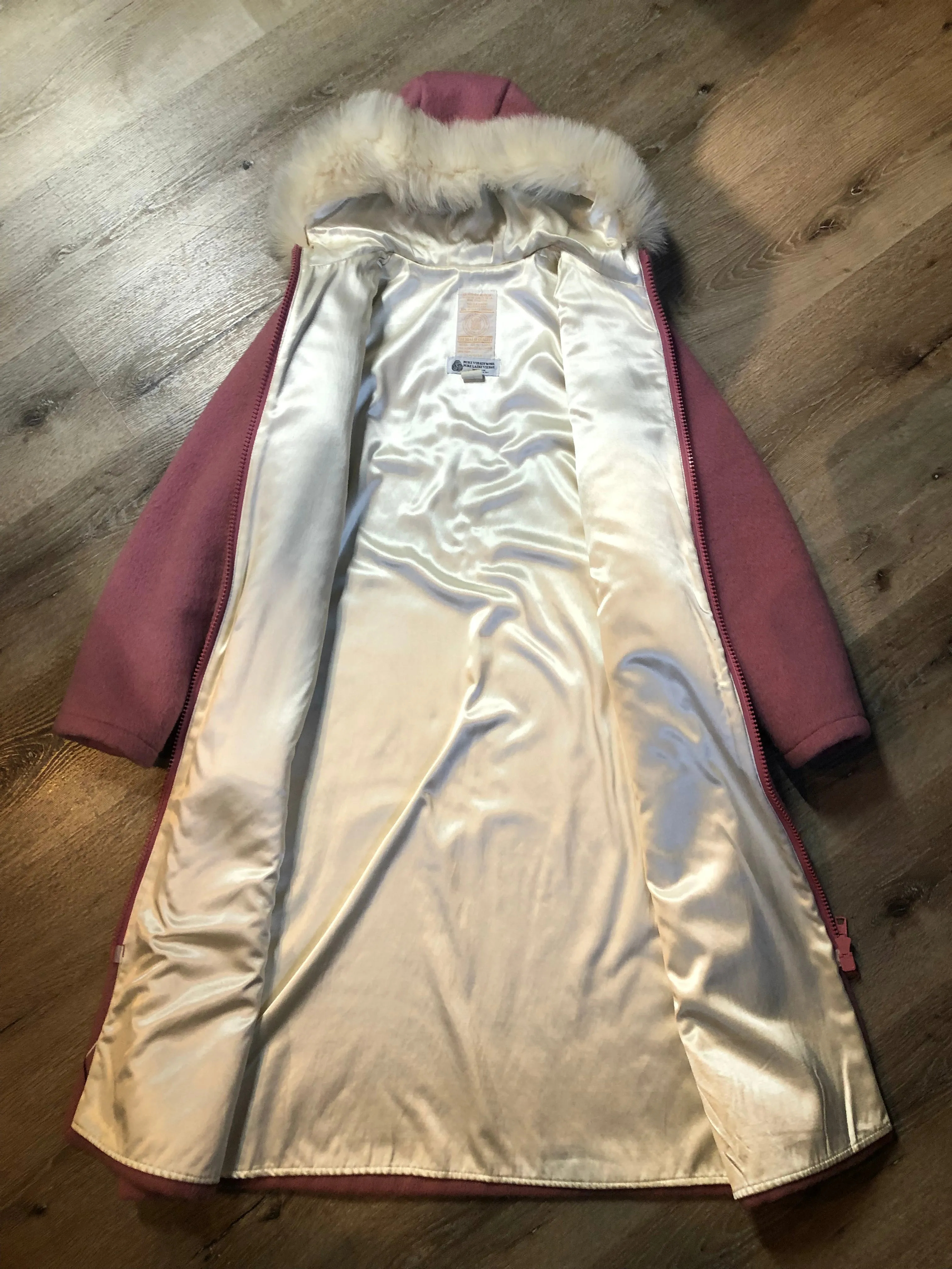 Vintage Hudson's Bay Company Pink Wool Parka with Fur Trimmed Hood, SOLD