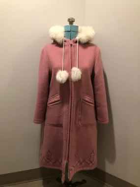 Vintage Hudson's Bay Company Pink Wool Parka with Fur Trimmed Hood, SOLD