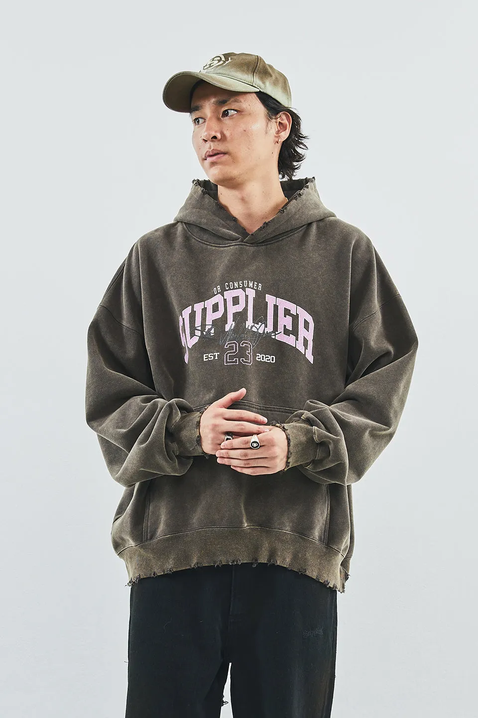 Vintage Wash College Logo Hoodie