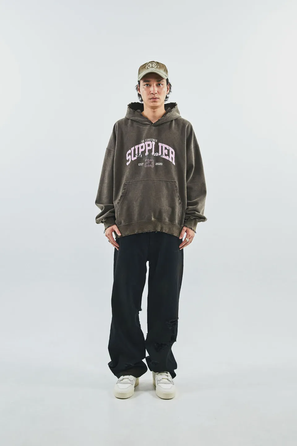 Vintage Wash College Logo Hoodie