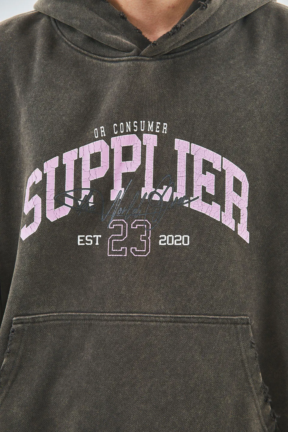 Vintage Wash College Logo Hoodie