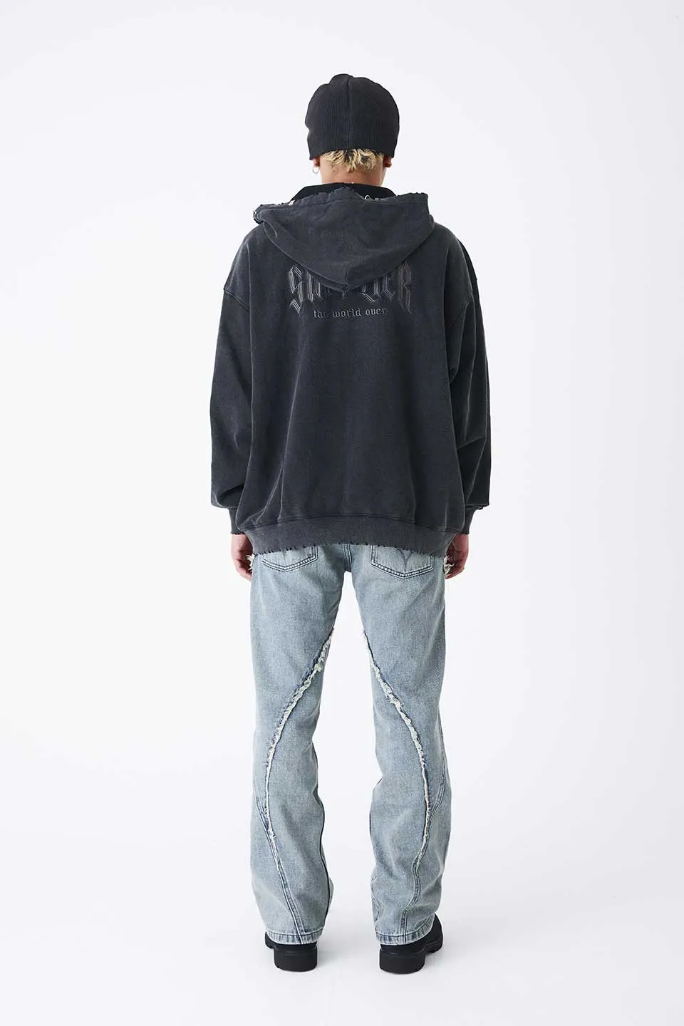 Vintage Wash Pierced Zip Hoodie