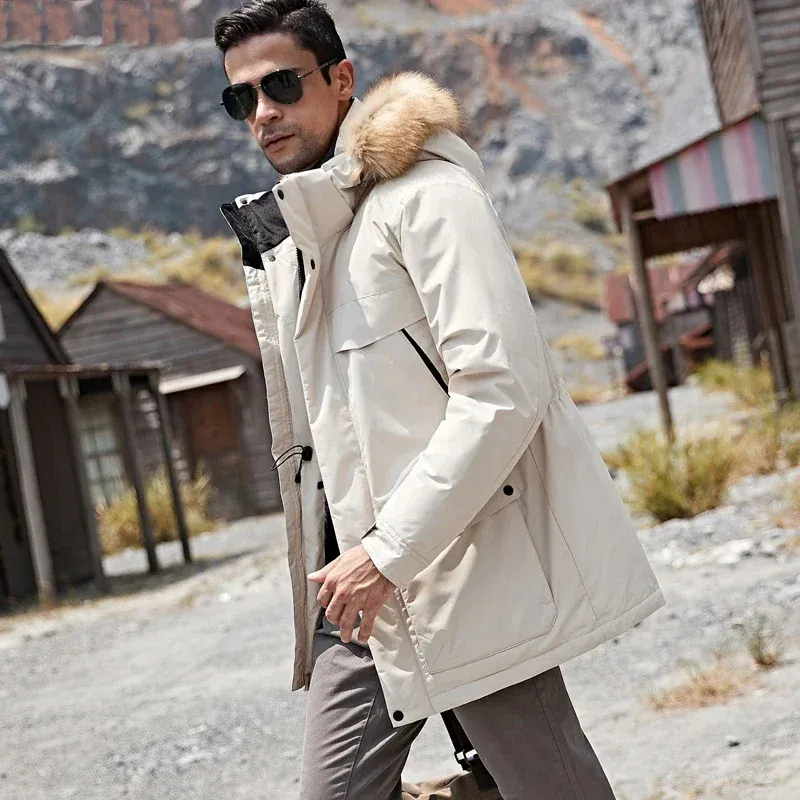 Wintold - Parka Winterjas Heren – Gevoerd met Afneembare Capuchon en Bontkraag