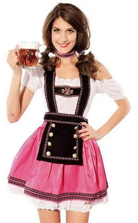 Women's Pink Oktoberfest Dress Halloween Beer Festival Maid Cosplay Costume