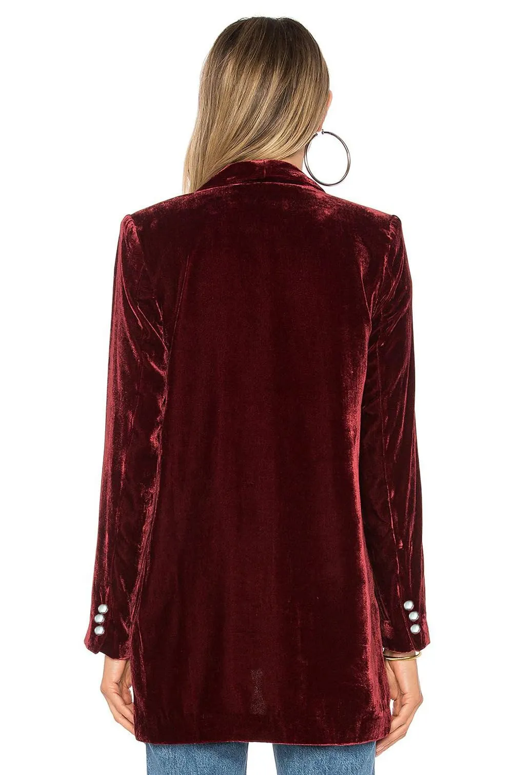 YESFASHION Damen Velvet Blazer Samt Blazer Einfarbig BüRomantel