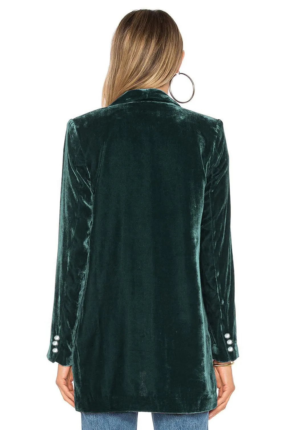 YESFASHION Damen Velvet Blazer Samt Blazer Einfarbig BüRomantel